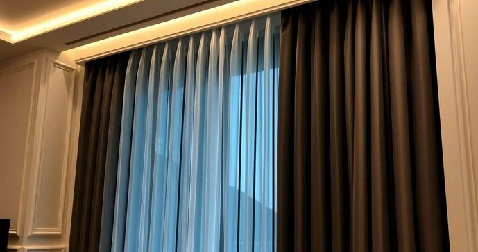 Cortina Blecaute de Tecido com Voil para Ambientes Sofisticados Cortina Blecaute de Tecido com Voil para Ambientes Sofisticados